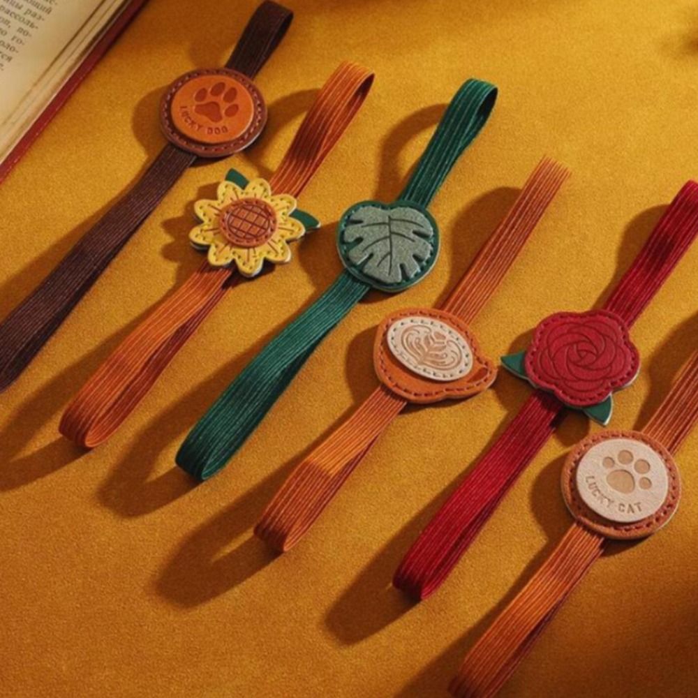 Vintage Collectible Books - Vintage Elastic Bands Leather Bookmark Anti-lost