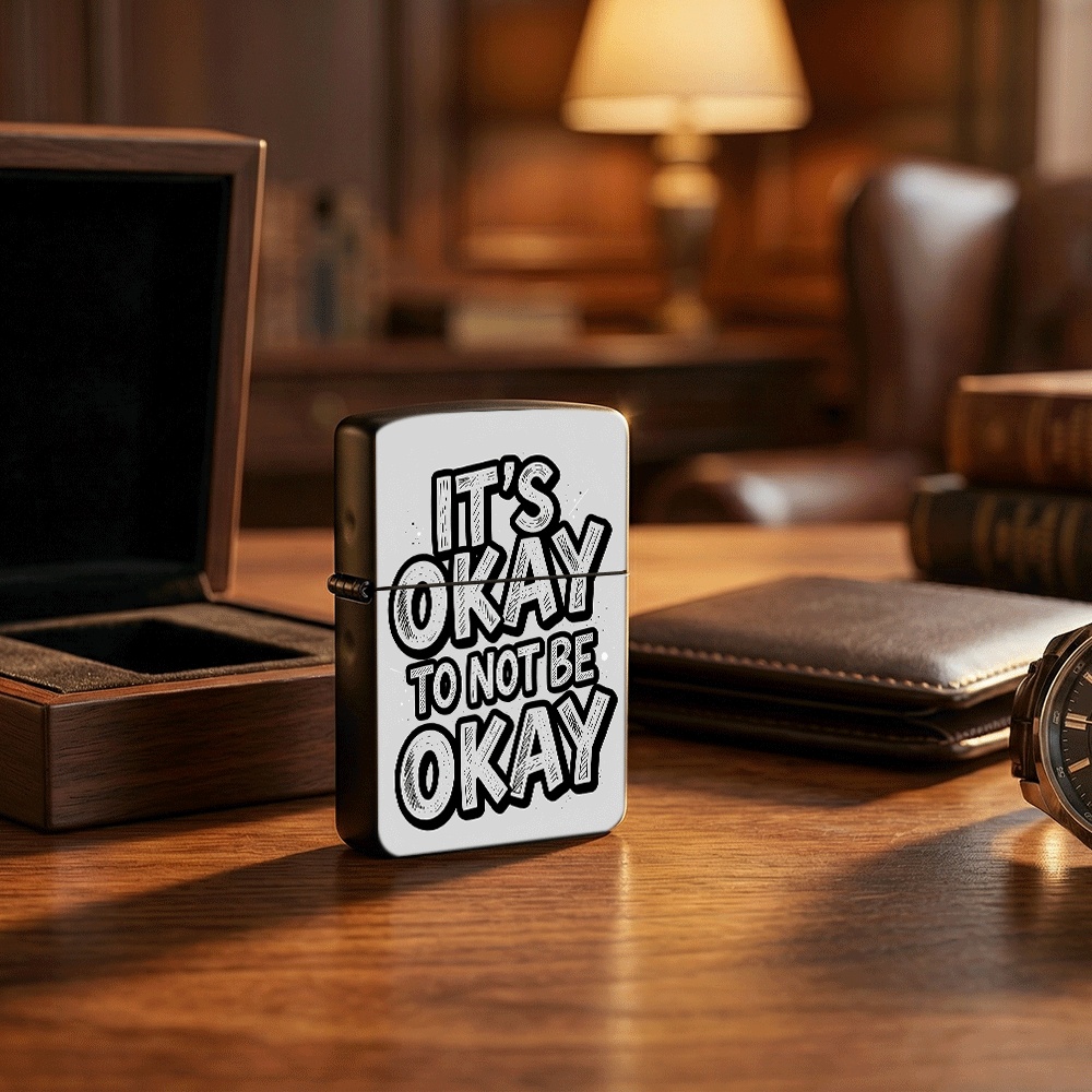 Vintage Collectible Lighters - Flip Top Lighter It's Okay To