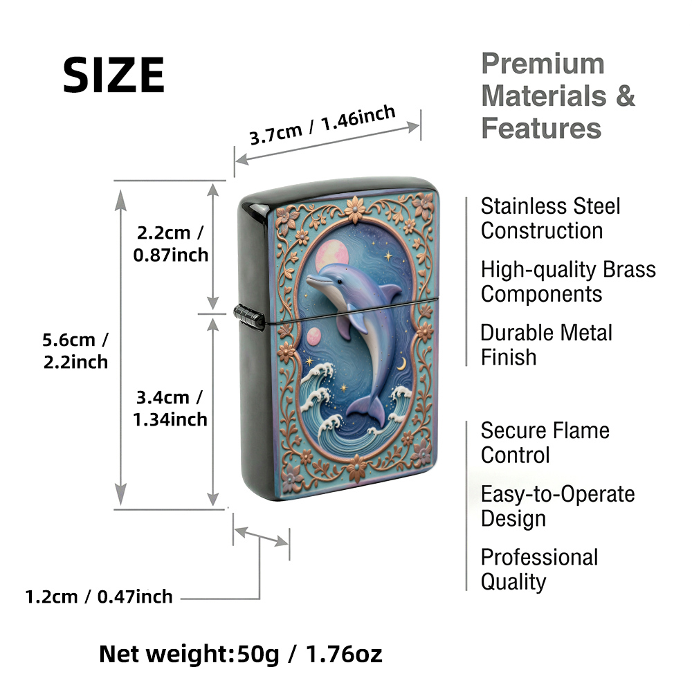 Flip Top Lighter Dolphin Moon  - Vintage Collectible Lighters 评论和价格