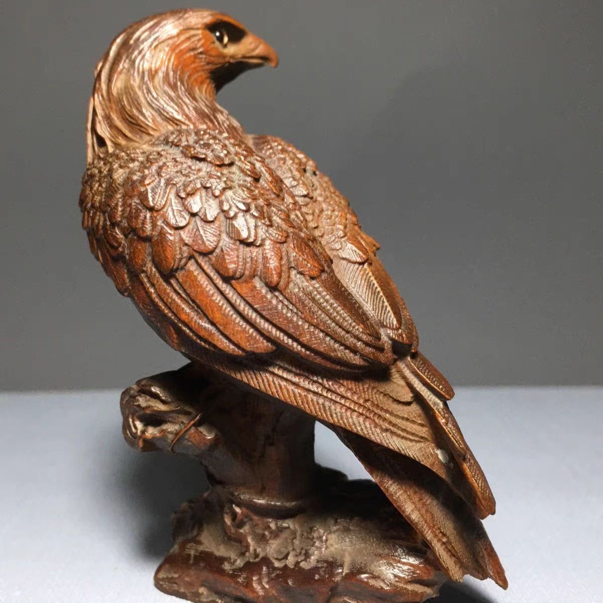 Solid Boxwood Carving Hawk Orn - Vintage Collectible Christmas Ornaments 评论和价格