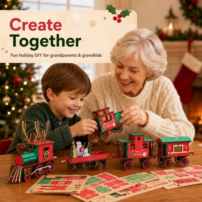 New Christmas Wooden Train Set - Vintage Collectible Christmas Ornaments 评论和价格