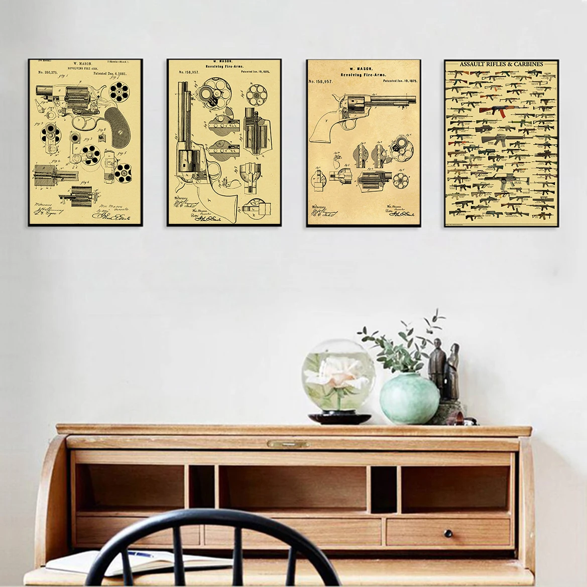 Famous Gun Collection Posters  - Vintage Collectible Guns 评论和价格