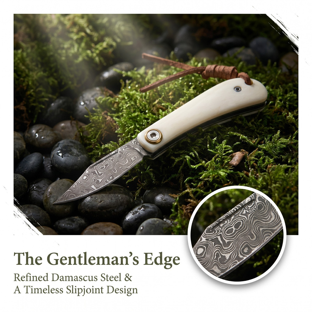 Vintage Damascus Folding EDC P - Vintage Collectible Pocket Knives 评论和价格