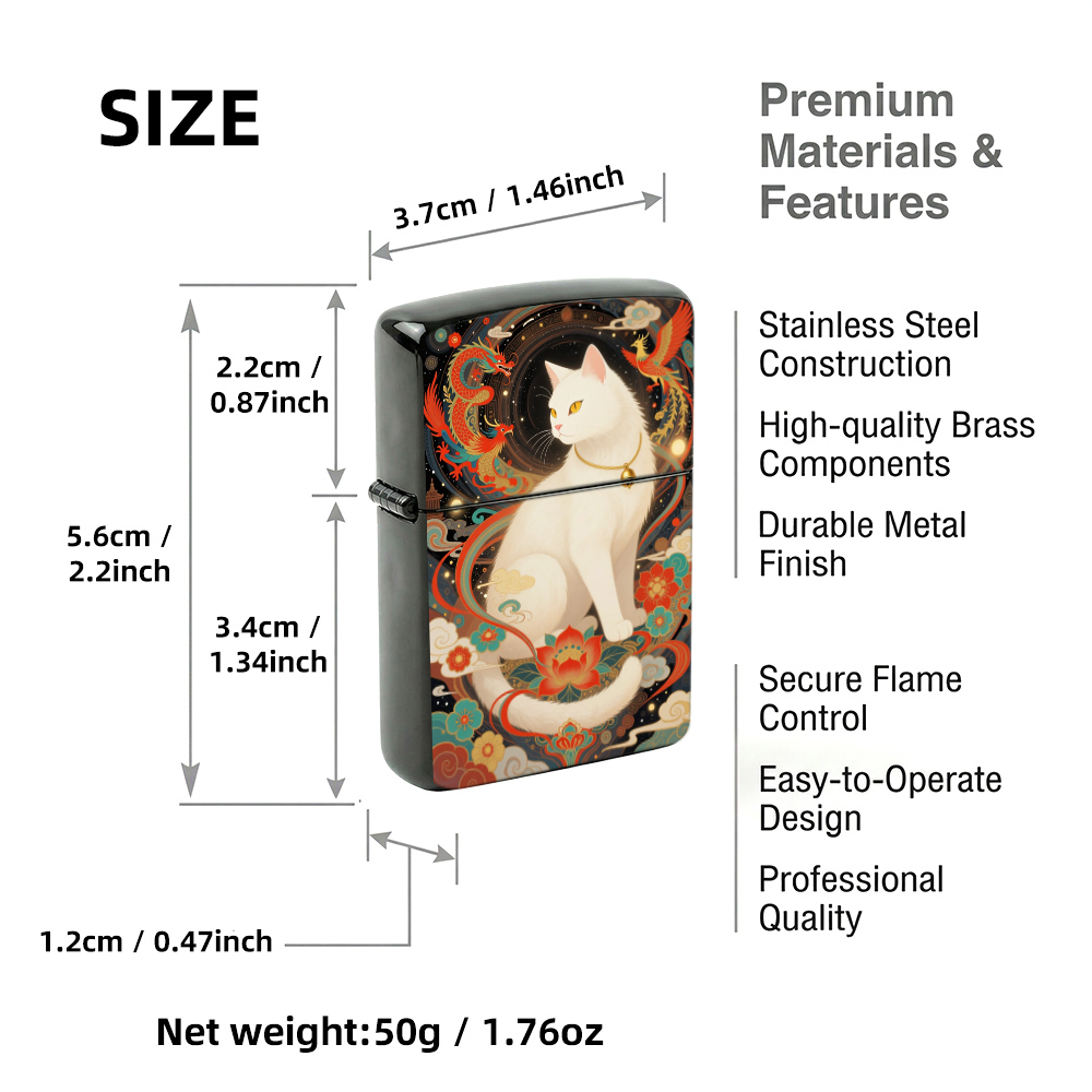Flip Top Lighter White Cat Dra - Vintage Collectible Lighters 评论和价格